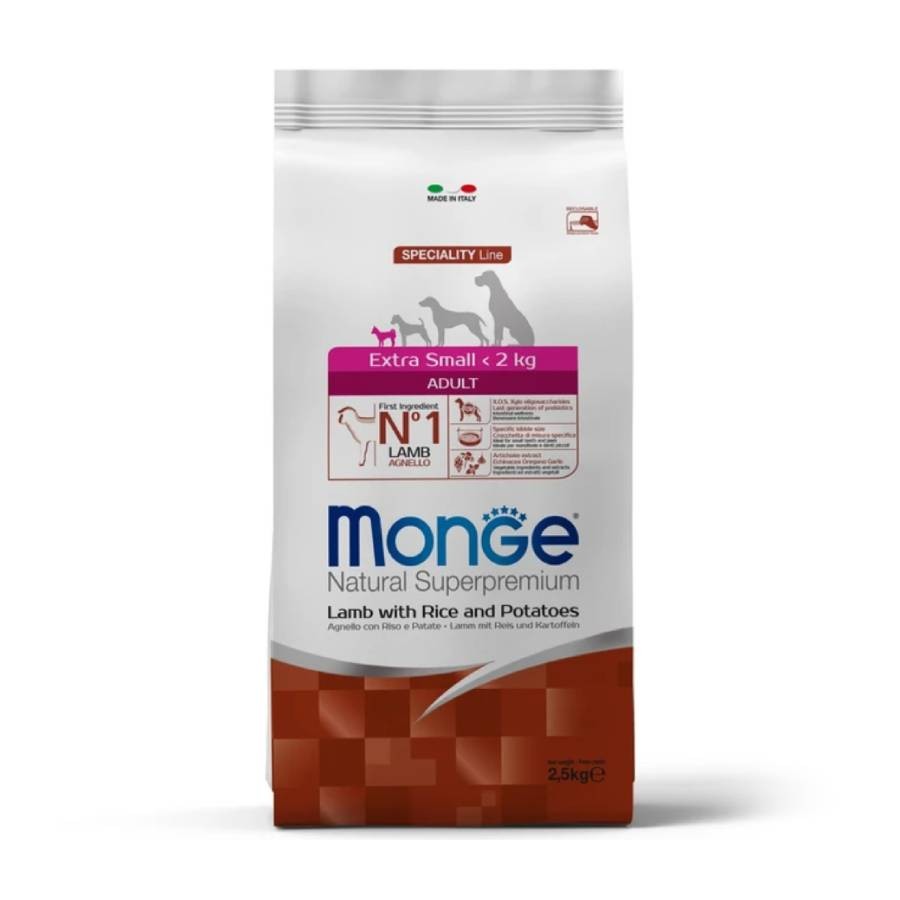 Monge Canino Adult Extra Small Cordero, Arroz y Papa 2.5 kg