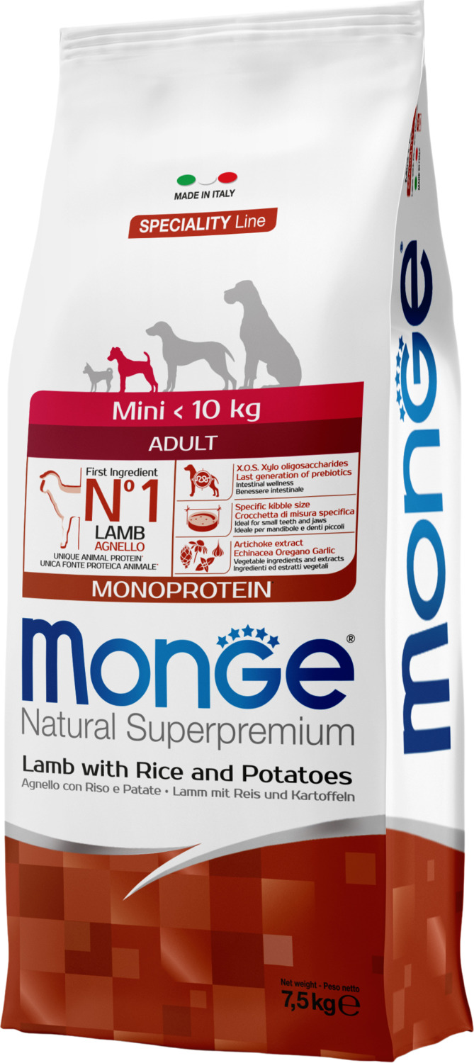 Monge Canino Adult Mini Cordero, Arroz y Papa 7.5 kg